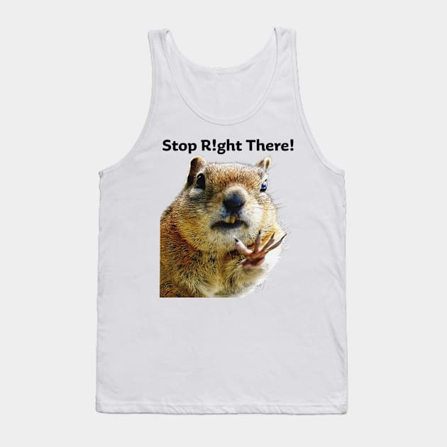 Stop Right There Chipmunk Body Language with Typography Tank Top by OLena Art 